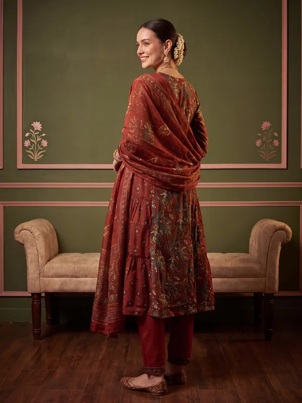 Orange_Printed_Pure_Cotton_Kurta_Trouser_Dupatta_Set