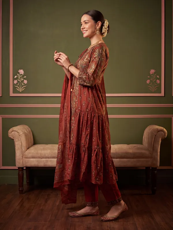 Orange_Printed_Pure_Cotton_Kurta_Trouser_Dupatta_Set