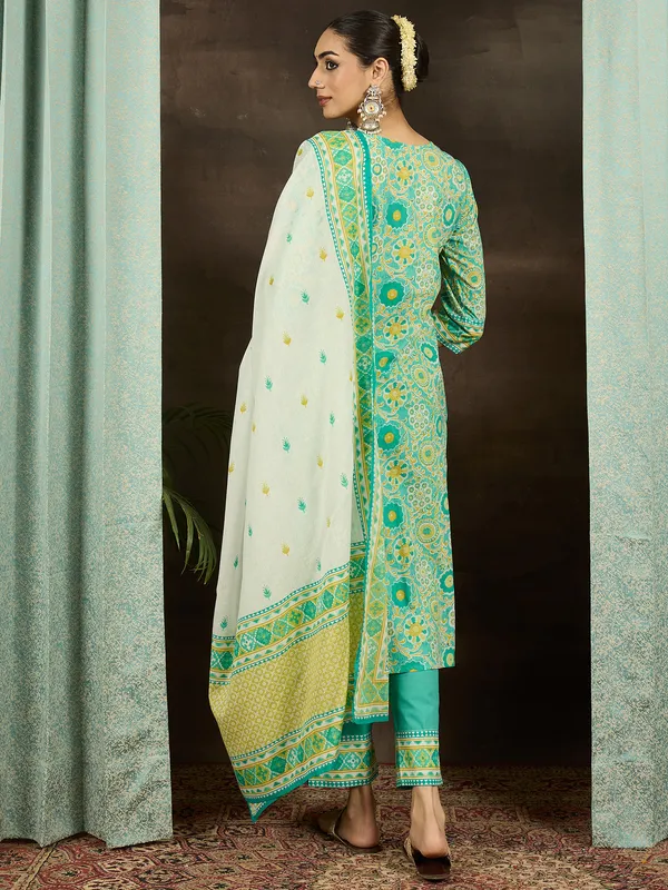 Sea_Green_Embroidered_Pure_Cotton_Kurta_Trouser_Dupatta_Set