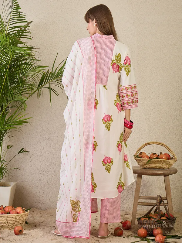 White_Printed_A-Line_Kurta_Trousers_With_Dupatta_Set
