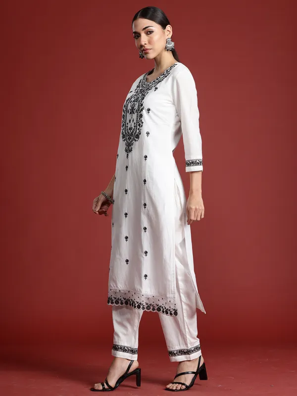 White_Embroidered_Straight_Kurta_Trousers_With_Dupatta_Set