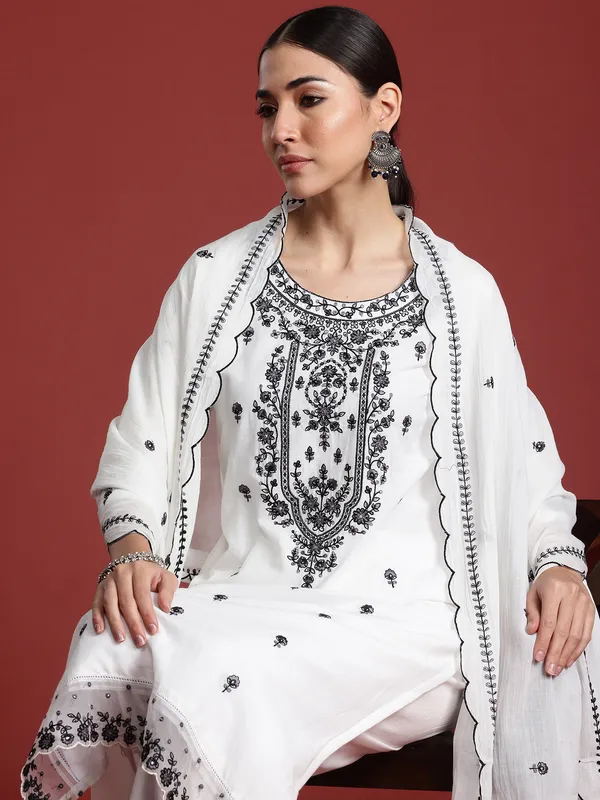 White_Embroidered_Straight_Kurta_Trousers_With_Dupatta_Set