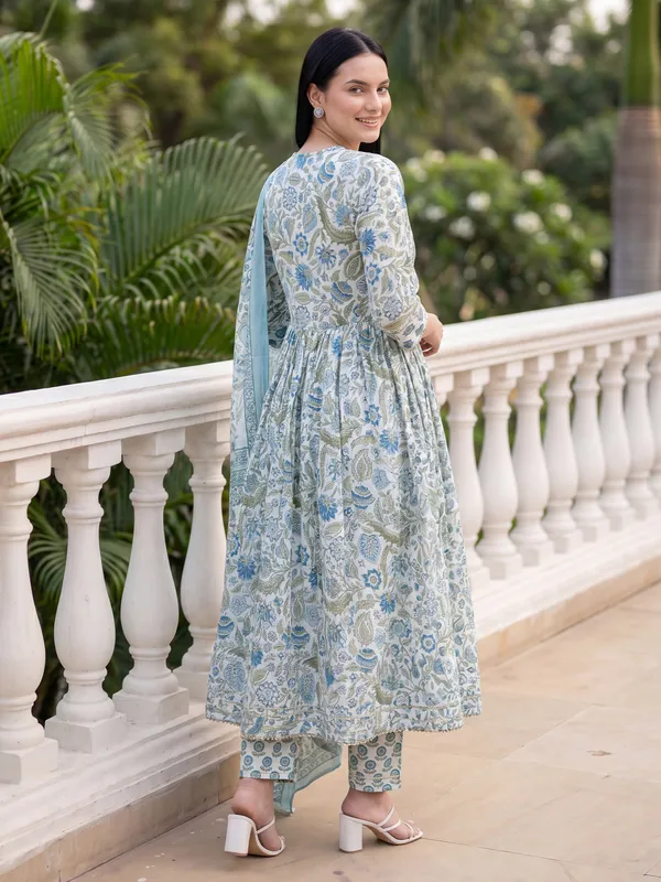 White_Printed_A-Line_Kurta_Trousers_With_Dupatta_Set
