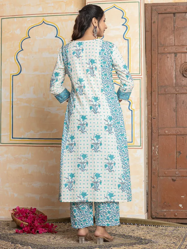 White_Printed_Pure_Cotton_Kurta_Trouser_Dupatta_Set