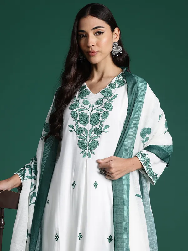 Off_White_Embroidered_Pure_Cotton_Kurta_Trouser_Dupatta_Set