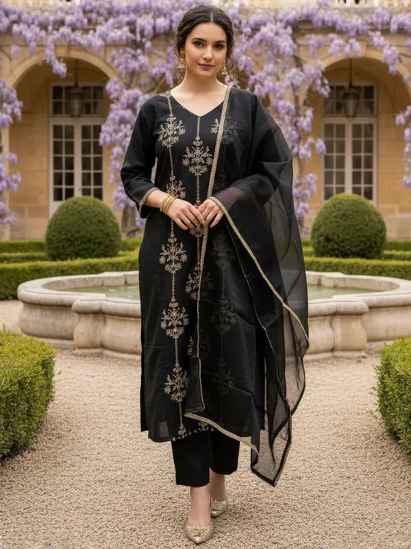 Black_Embroidered_Liva_Kurta_Trouser_Dupatta_Set