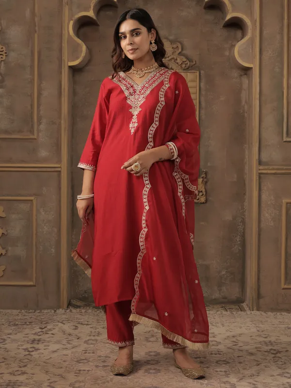 Red_Embroidered_Straight_Kurta_Trousers_With_Dupatta_Set