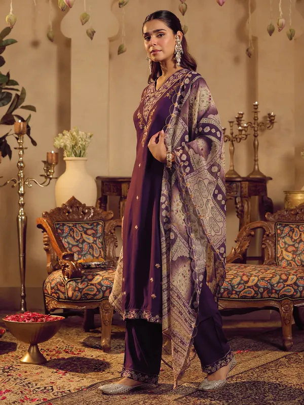 Purple_Embroidered_Straight_Kurta_Palazzos_With_Dupatta_Set