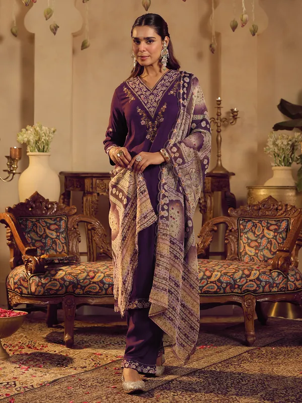 Purple_Embroidered_Straight_Kurta_Palazzos_With_Dupatta_Set
