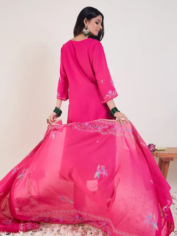 Pink_Embroidered_Viscose_Rayon_Kurta_Trouser_Dupatta_Set