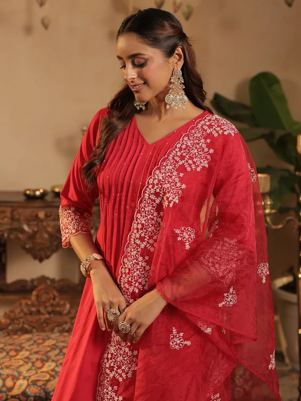 Pink_Embroidered_A-Line_Kurta_Trousers_With_Dupatta_Set