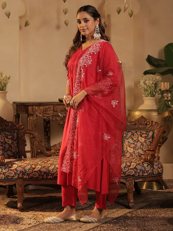 Pink_Embroidered_A-Line_Kurta_Trousers_With_Dupatta_Set