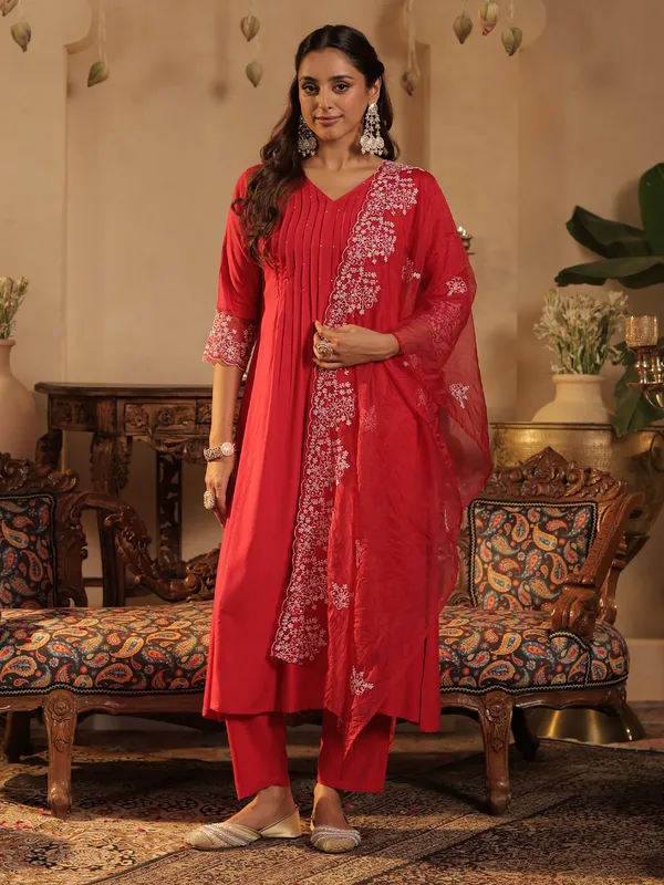 Pink_Embroidered_A-Line_Kurta_Trousers_With_Dupatta_Set