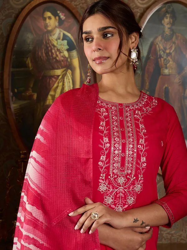 Pink_Embroidered_Viscose_Rayon_Kurta_Trouser_Dupatta_Set