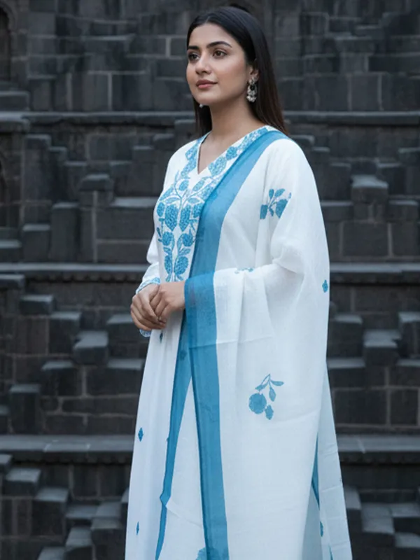 White_Embroidered_Viscose_Rayon_Kurta_Trouser_Dupatta_Set