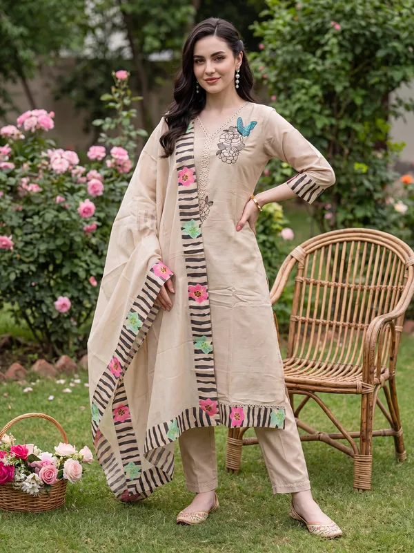 Beige_Embroidered_Straight_Kurta_Trousers_With_Dupatta_Set