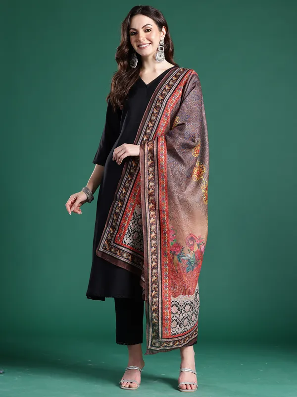 Black_Printed_Pure_Cotton_Kurta_Trouser_Dupatta_Set