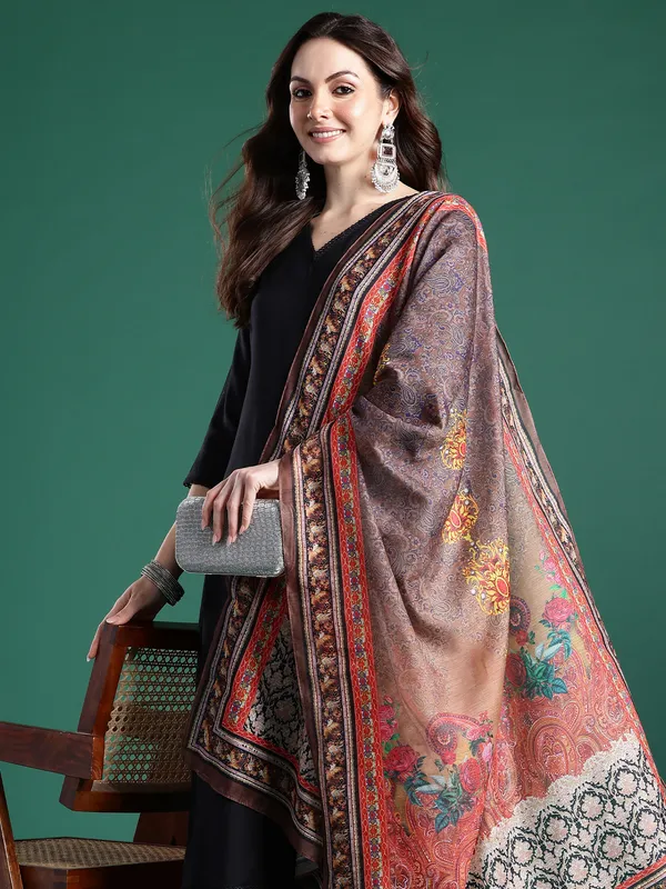 Black_Printed_Pure_Cotton_Kurta_Trouser_Dupatta_Set