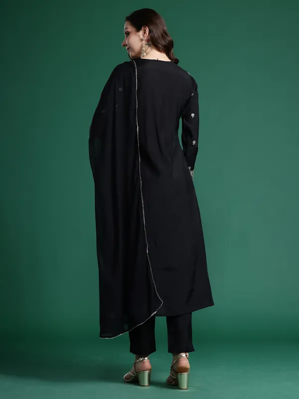 Black_Embroidered_Silk_Kurta_Trouser_Dupatta_Set