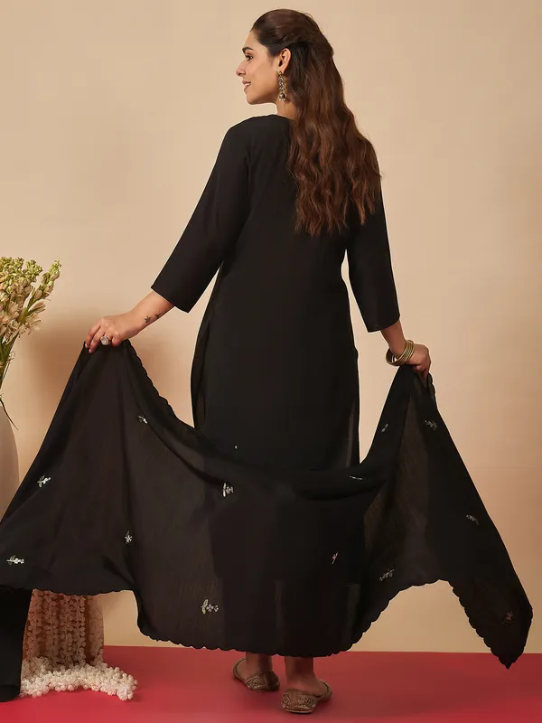 Black_Embroidered_Silk_Kurta_Trouser_Dupatta_Set