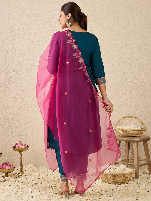 Blue_Embroidered_Silk_Kurta_Trouser_Dupatta_Set