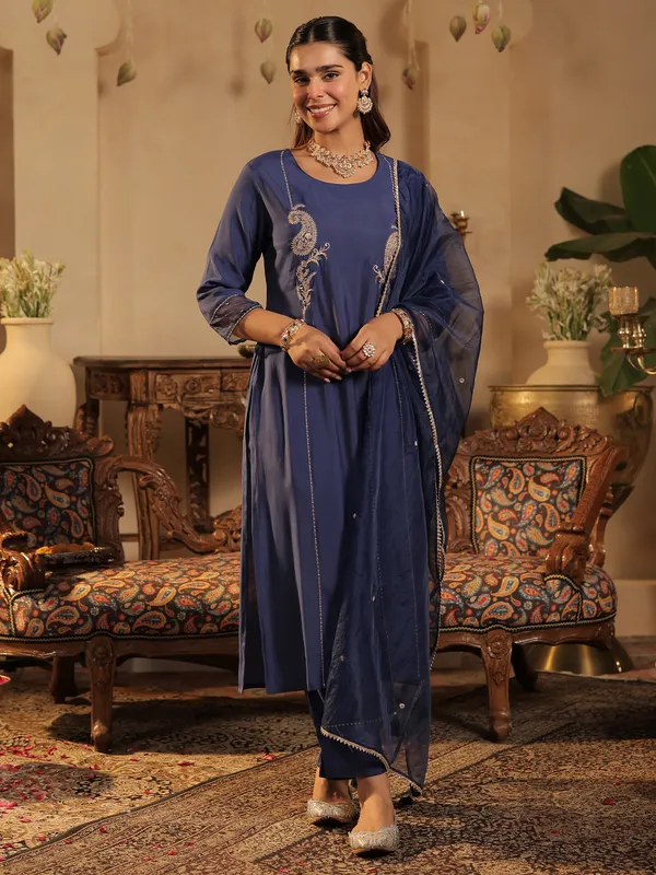 Blue_Embroidered_Straight_Kurta_Trousers_With_Dupatta_Set
