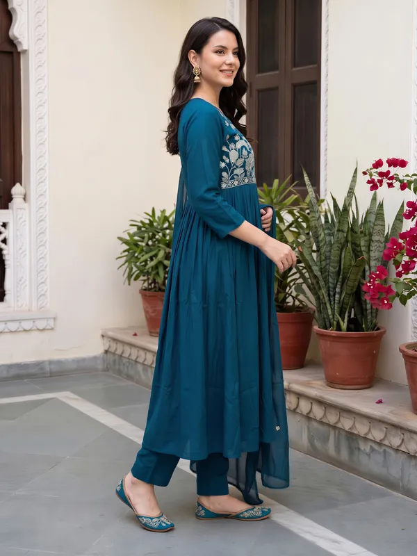 Blue_Embroidered_Anarkali_Kurta_Trousers_With_Dupatta_Set