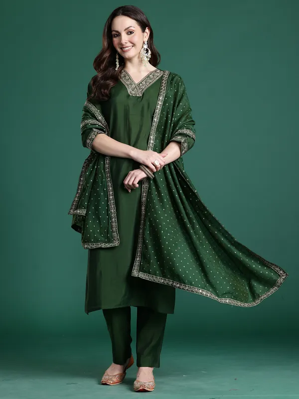 Green_Embroidered_Straight_Kurta_Trousers_With_Dupatta_set