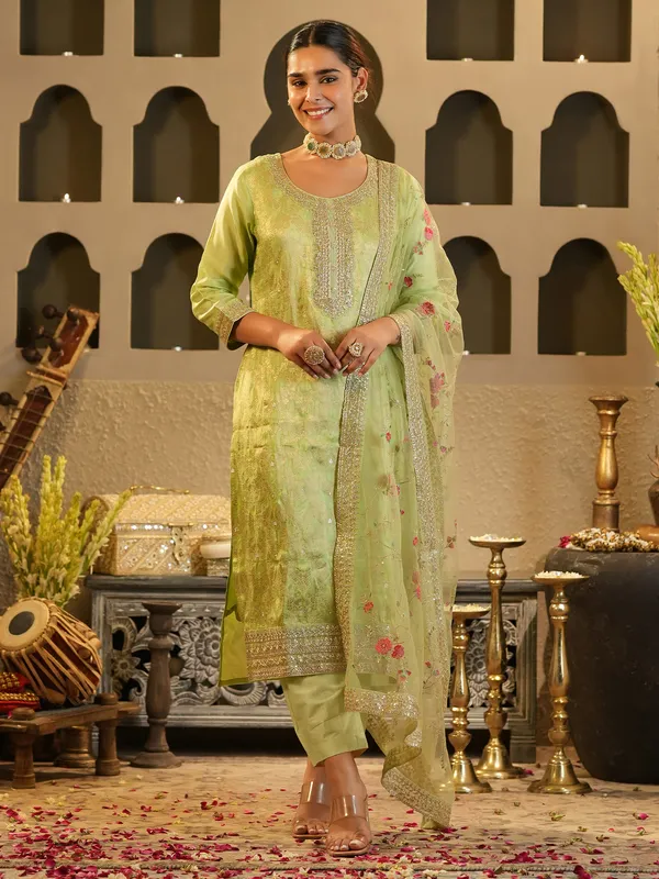 Green_Embroidered_Silk_Kurta_Trouser_Dupatta_Set