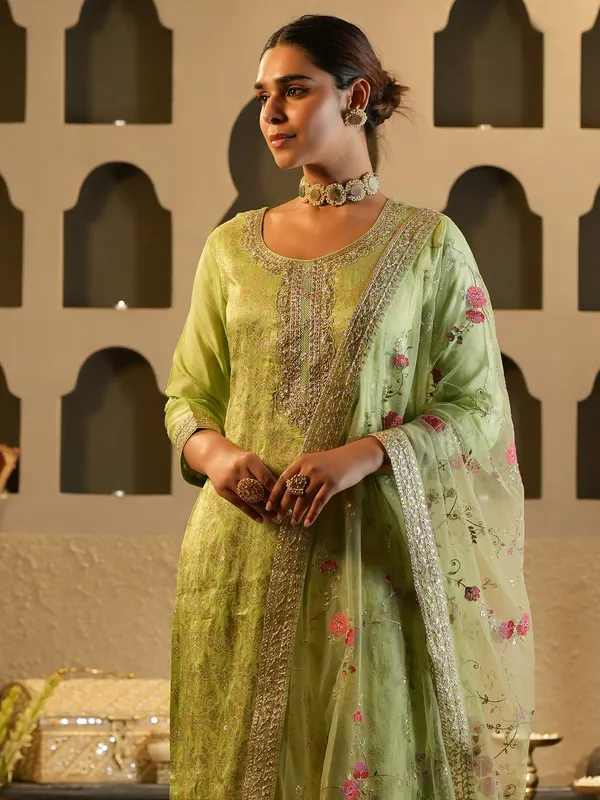 Green_Embroidered_Silk_Kurta_Trouser_Dupatta_Set