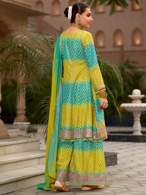 Multicolor_Embroidered_Chinon_Kurta_Trouser_Dupatta_Set