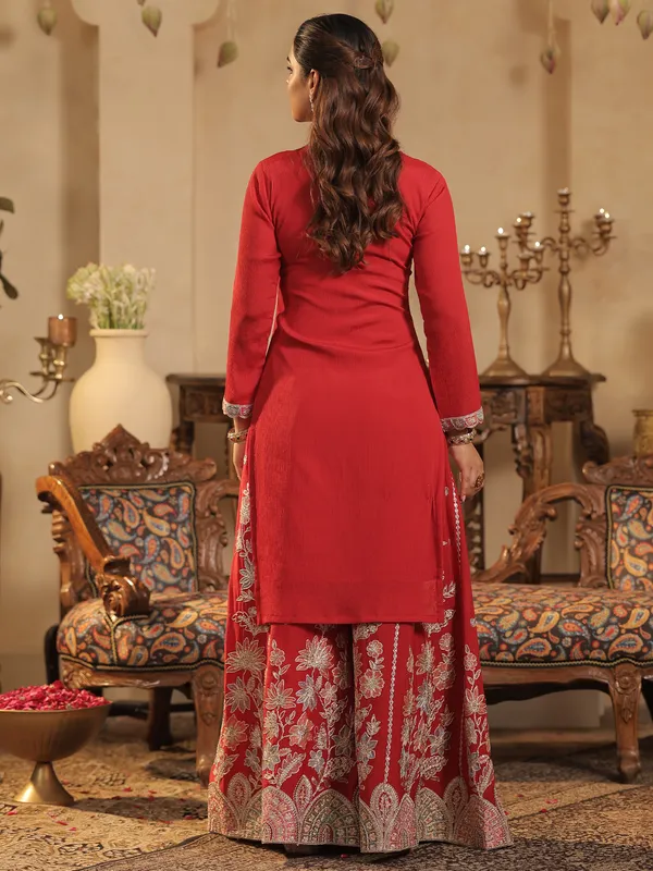 Maroon_Embroidered_Silk_Kurta_Trouser_Dupatta_Set