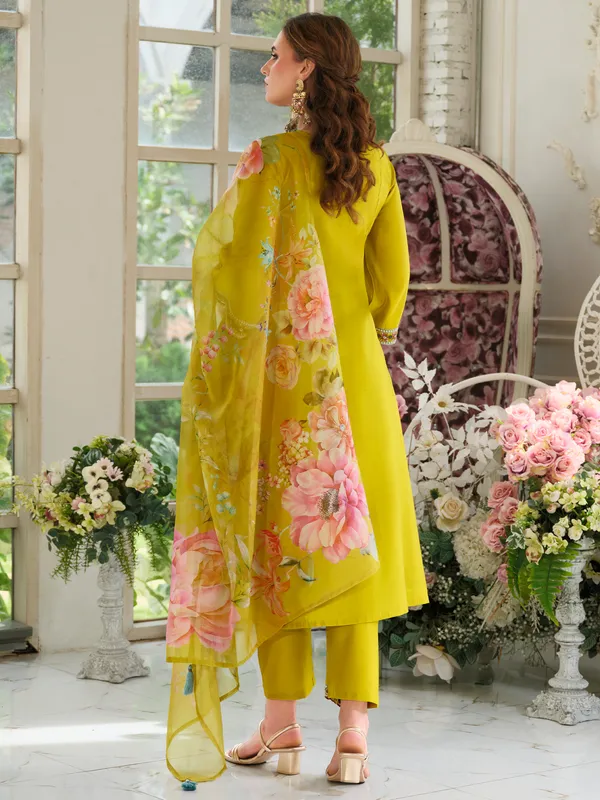 Mustard_Pure_Cotton_Embroidered_Kurta_Trouser_Dupatta_Set