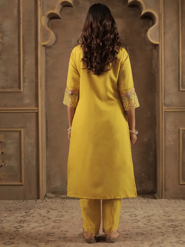 Mustard_Embroidered_Straight_Kurta_Trousers_With_Dupatta_Set