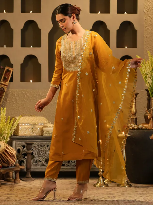 Mustard_Embroidered_Straight_Kurta_Trousers_With_Dupatta_Set