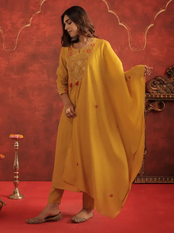 Mustard_Embroidered_Silk_Kurta_Trouser_Dupatta_Set