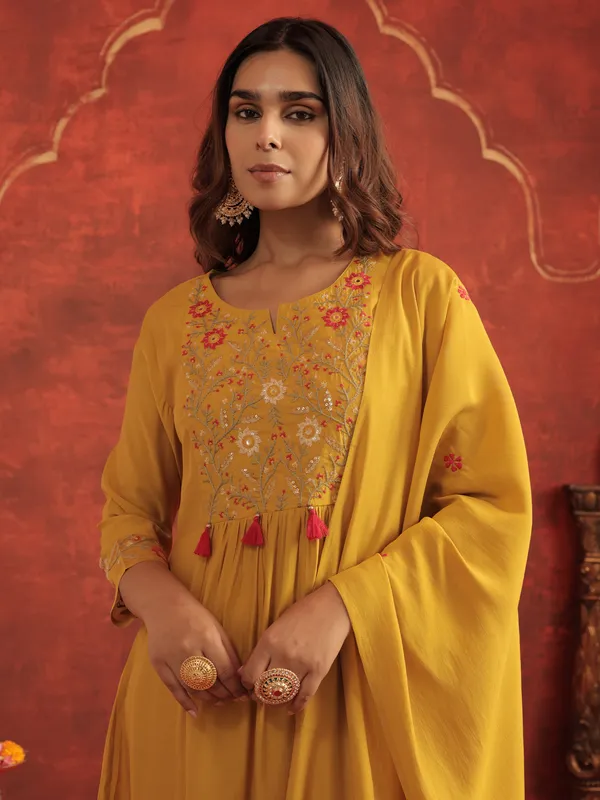 Mustard_Embroidered_Silk_Kurta_Trouser_Dupatta_Set