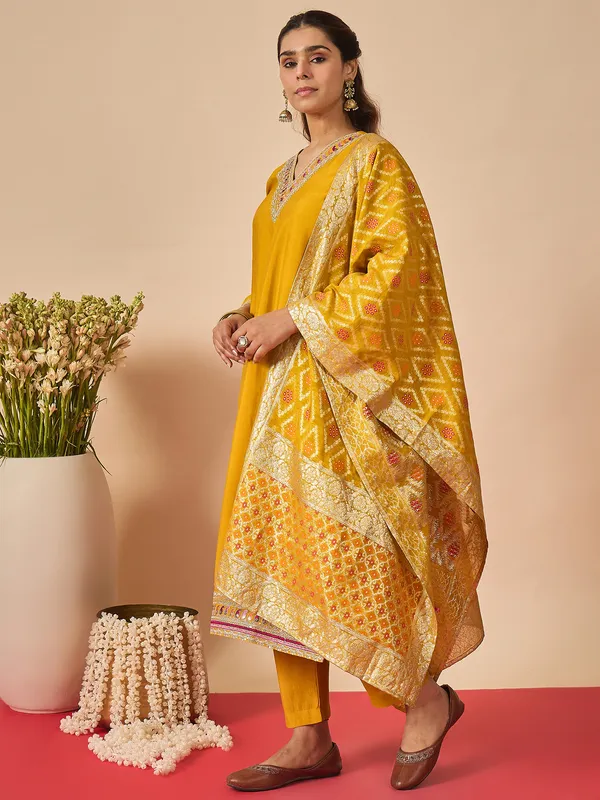 Mustard_Embroidered_Straight_Kurta_Trousers_With_Dupatta_set