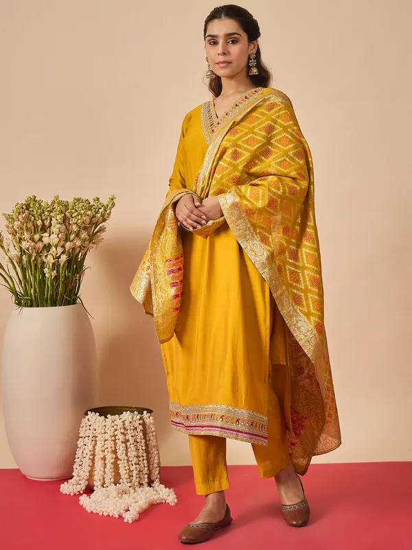 Mustard_Embroidered_Straight_Kurta_Trousers_With_Dupatta_set
