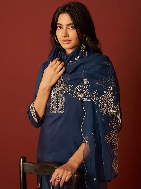 Navy_Blue_Embroidered_Chinon_Kurta_Trouser_Dupatta_Set