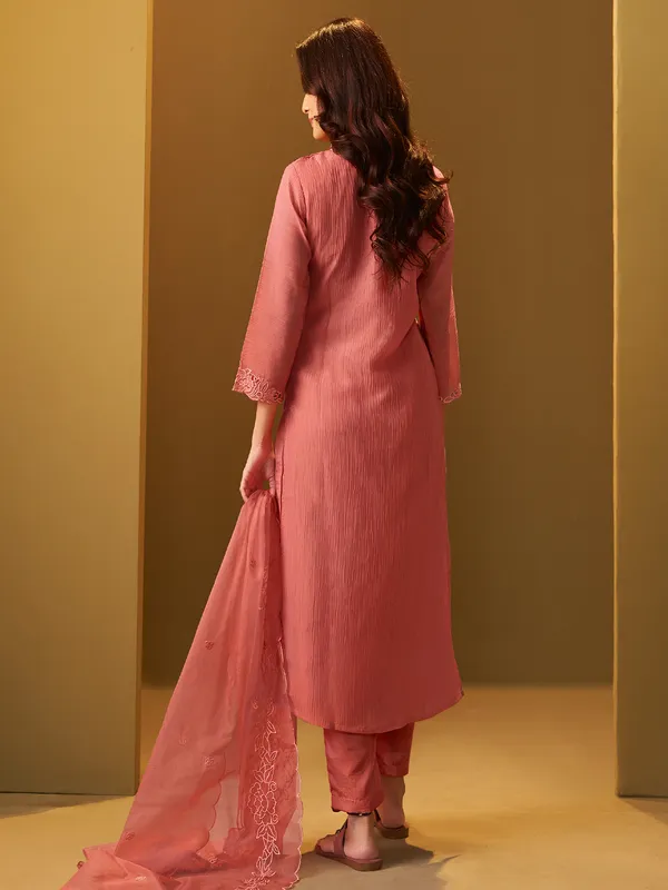 Orange_Embroidered_Silk_Blend_Kurta_Trouser_Dupatta_Set