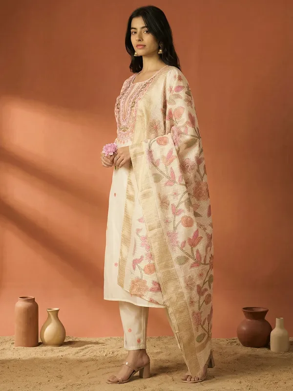 Off_White_Embroidered_Silk_Blend_Kurta_Trouser_Dupatta_Set