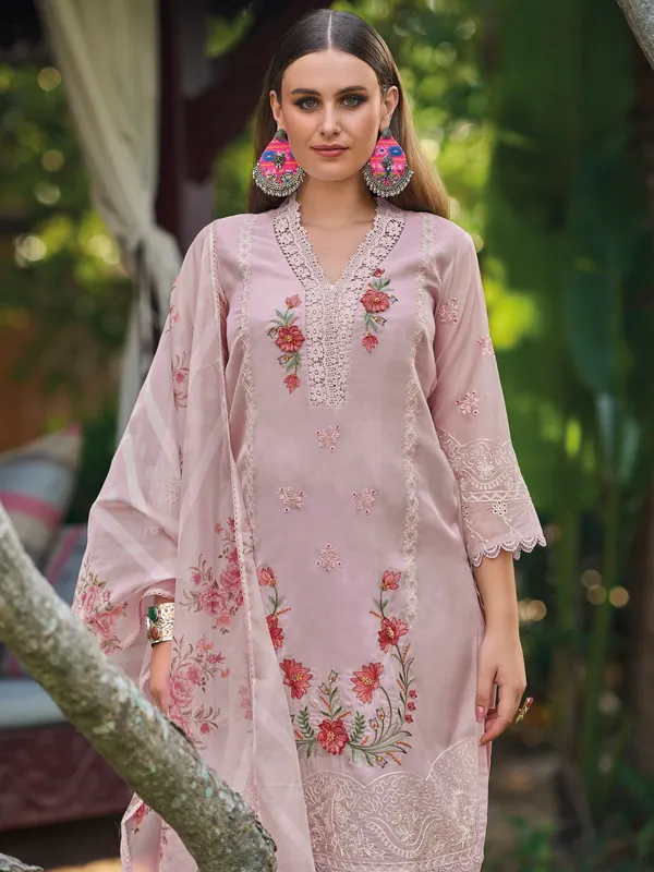 Pink_Embroidered_Silk_Blend_Kurta_Trouser_Dupatta_Set