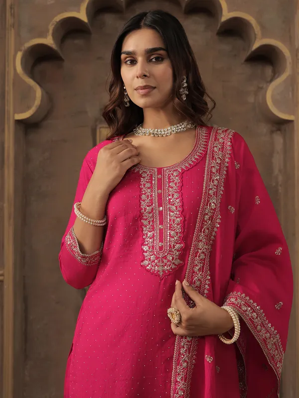 Pink_Pure_Cotton_Embroidered_Kurta_Trouser_Dupatta_Set