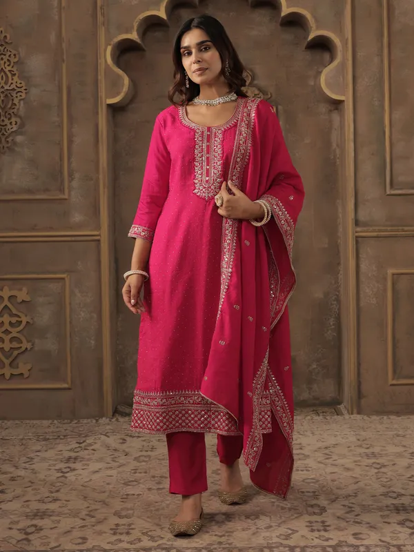 Pink_Pure_Cotton_Embroidered_Kurta_Trouser_Dupatta_Set