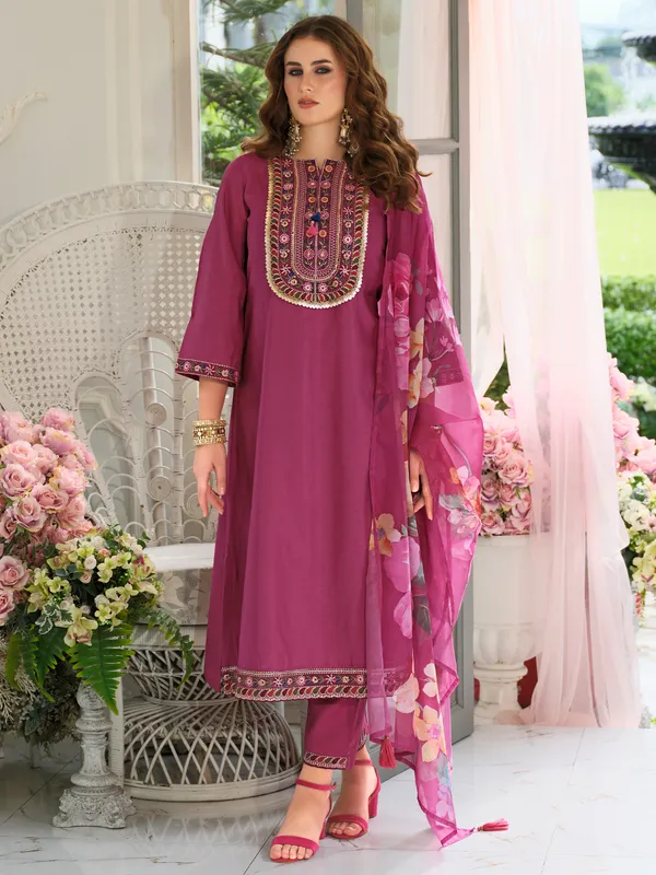 Pink_Embroidered_Pure_Cotton_Kurta_Trouser_Dupatta_Set
