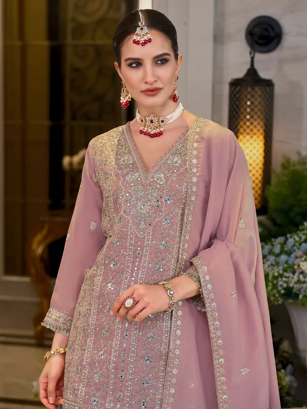 Pink_Embroidered_Chinon_Kurta_Trouser_Dupatta_Set