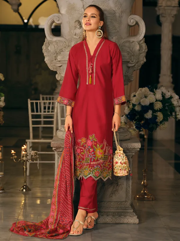 Pink_Embroidered_Straight_Kurta_Trousers_With_Dupatta_set