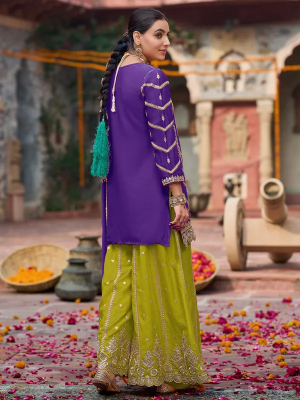 Purple_Embroidered_Chinon_Kurta_Trouser_Dupatta_Set