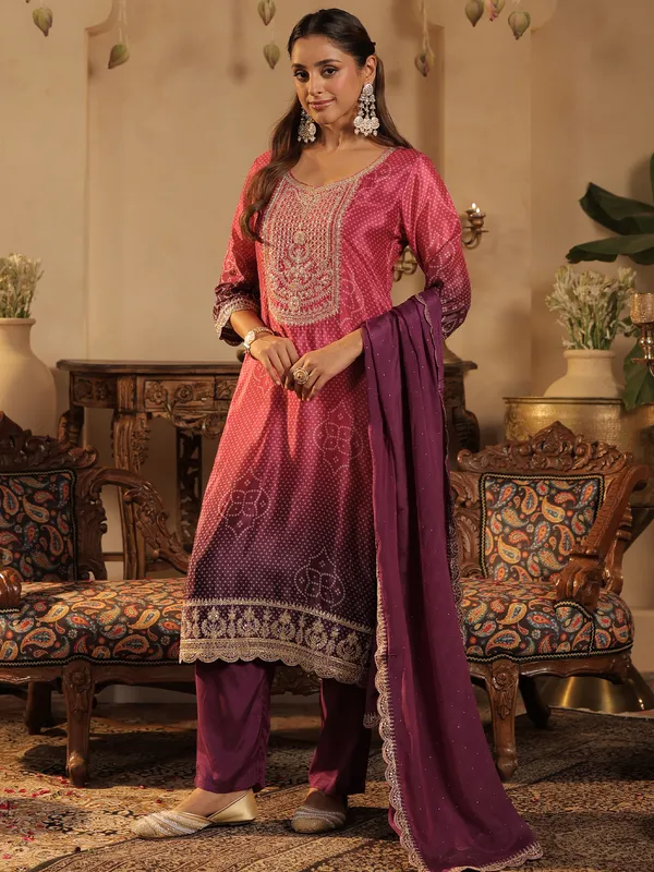 Purple_Silk_Blend_Embroidered_Kurta_Trouser_Dupatta_Set